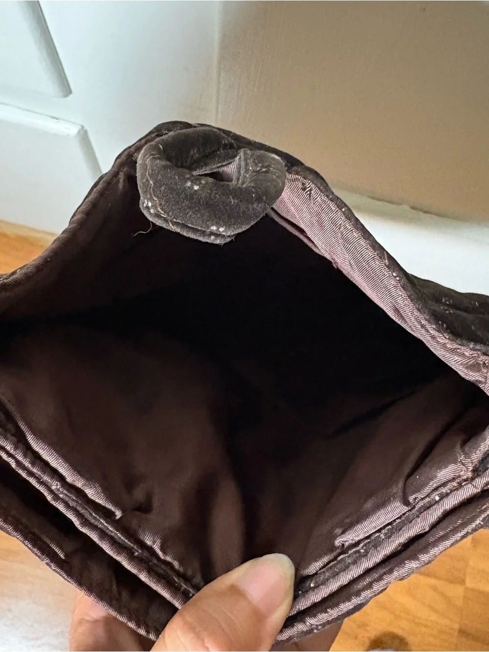 Vintage 90s Brown Quilted Velvet Shoulder Bag Purse